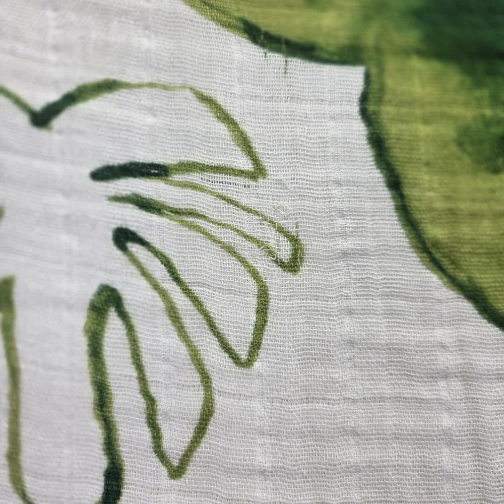Little Unicorn Tropical Leaf Cotton Muslin‎ Swaddle Blanket Green White 46x46